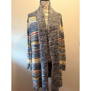 Natural Reflections Boho Patterned Open Cardigan L